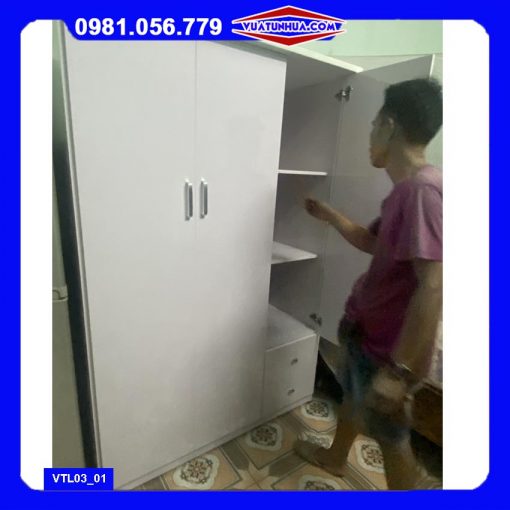 Tủ nhựa đựng quần áo 3 cánh 2 buồng VTL03_01