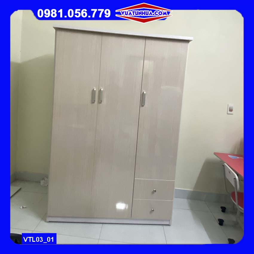 Tủ nhựa đựng quần áo 3 cánh 2 buồng VTL03_01