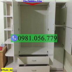 Tủ nhựa đựng quần áo 3 cánh đa năng VTL03_02