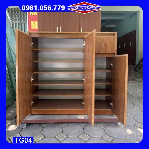 Tủ đựng giầy dép bằng nhựa 3 cánh ngăn kéo có khóa TG04