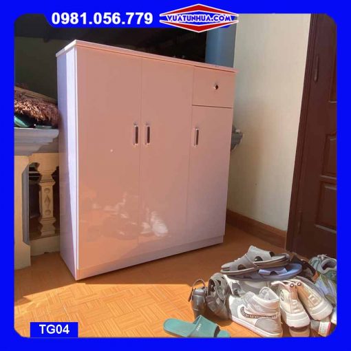 Tủ đựng giầy dép bằng nhựa 3 cánh ngăn kéo có khóa TG04