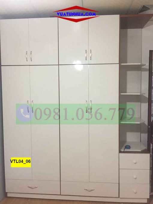 Tủ nhựa quần áo 4 cánh 2 buồng 5 ngăn kéo VTL04_06