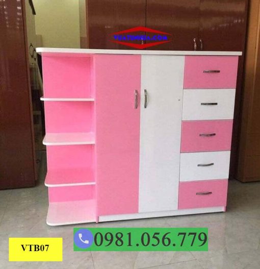 Tủ nhựa quần áo cho bé 2 cánh 5 ngăn kéo 4 hộc VTB07