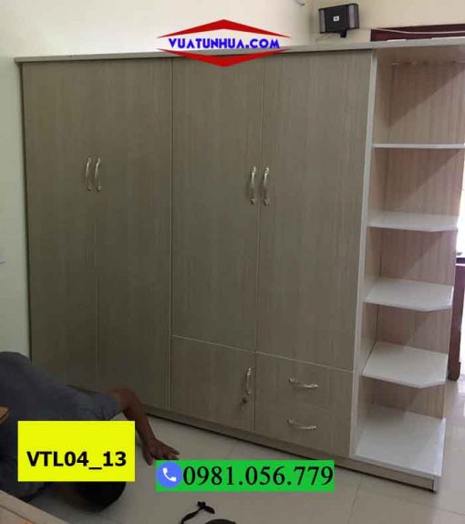 Tủ nhựa 4 cánh 2 buồng 2 ngăn kéo VTL04_13