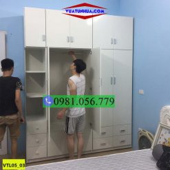 Tủ nhựa đựng quần áo 5 cánh 2 buồng nhiều hốc và ngăn kéo VTL05_03