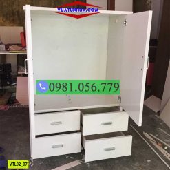 Tủ nhựa đựng quần áo 2 cánh nhiều ngăn kéo VTL02_07