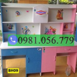 Bàn học nhựa đôi cho 2 bé hở nóc BH09