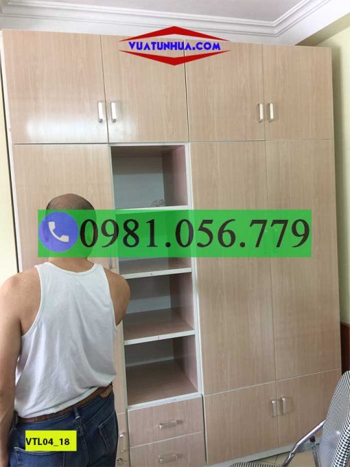 Tủ nhựa đựng quần áo 4 cánh 1 kệ kịch trần VTL04_18