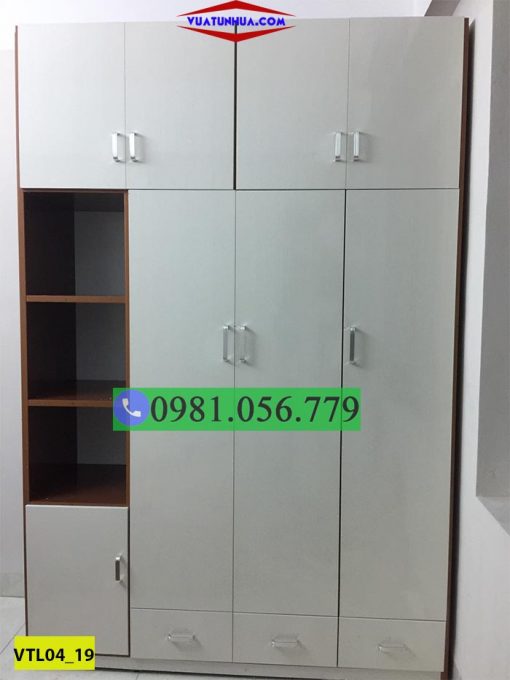 Tủ nhựa đựng quần áo 4 cánh kịch trần 1 hộc VTL04_19