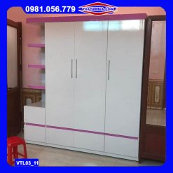 Tủ nhựa đựng quần áo 3 cánh 1 kệ VTL03_11