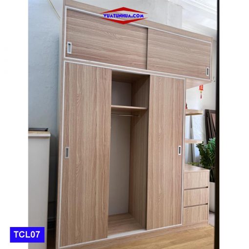 Tủ nhựa 3 cánh 1 kệ kịch trần dạng cánh lùa TCL07 nst