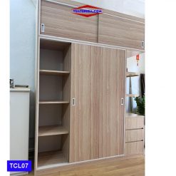 Tủ nhựa 3 cánh 1 kệ kịch trần dạng cánh lùa TCL07 nst