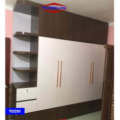 Tủ nhựa Ecoplast cao cấp 4 cánh 1 kệ kịch trần TCC01 đẹp