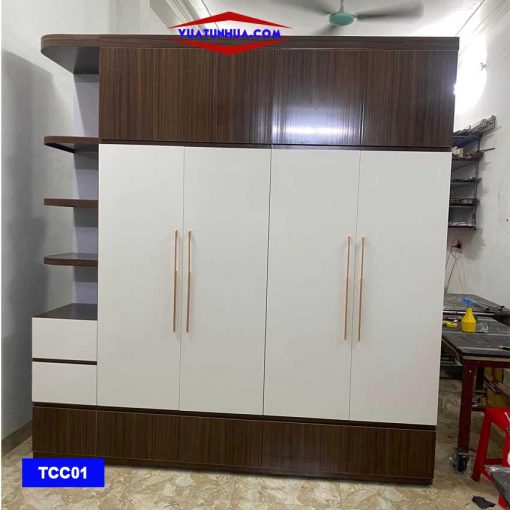 Tủ nhựa Ecoplast cao cấp 6 cánh 1 kệ kịch trần TCC07 nét