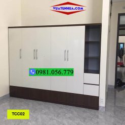 Tủ nhựa quần áo Ecoplast cao cấp 5 cánh 1 kệ TCC02